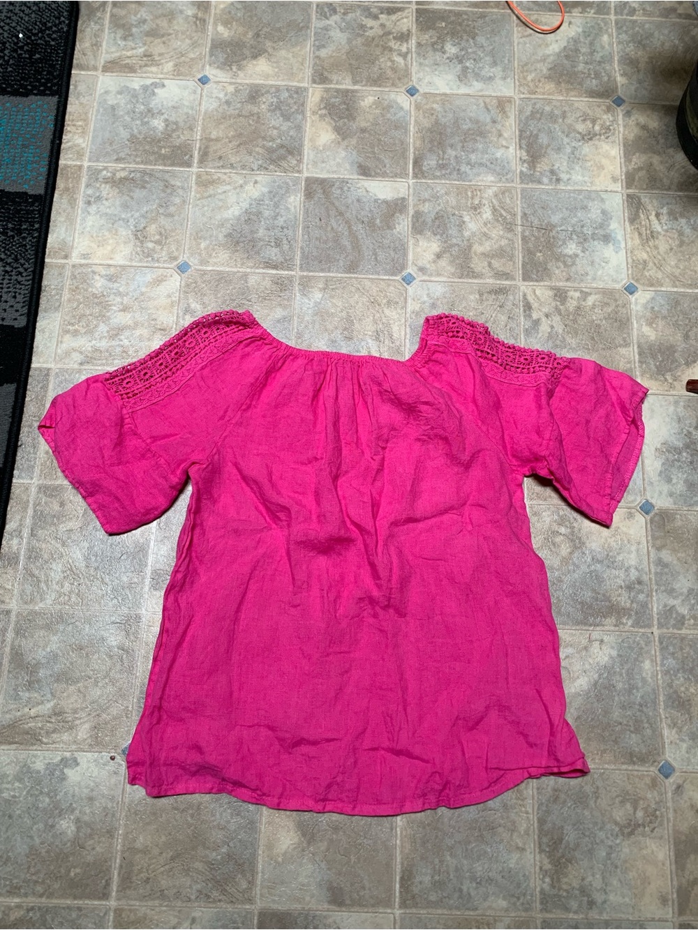 Linen Pink  Lace-Trim Top